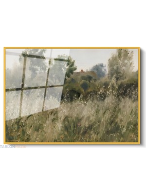 Tablonhazır Çerçeveli Yatay Cam Tablo Salon Duvar Tablosu Yatay Cam Klasik Manzara 13 Ofis Tablosu