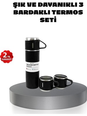 500 ml Paslanmaz Çelik Termos Seti – Sızdırmaz, Vakumlu, Isı Koruma Özellikli, Taşınabilir