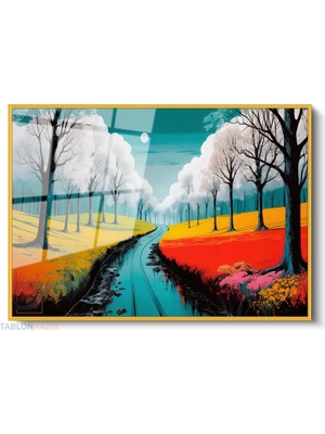 Tablonhazır Çerçeveli Yatay Cam Tablo Salon Duvar Tablosu Yatay Cam Doganinrenkleri6 Ofis Tablosu