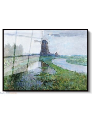 Tablonhazır Çerçeveli Yatay Cam Tablo Salon Duvar Tablosu Yatay Cam Vintagekirsalmanzarasi7 Ofis Tablosu