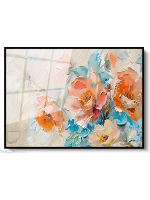 Tablonhazır Çerçeveli Yatay Cam Tablo Salon Duvar Tablosu Yatay Cam Fircadarbelericicekler Ofis Tablosu