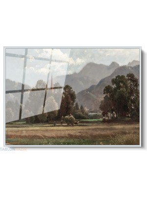 Tablonhazır Çerçeveli Yatay Cam Tablo Salon Duvar Tablosu Yatay Cam Klasik Manzara 15 Ofis Tablosu