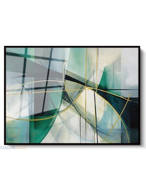 Tablonhazır Çerçeveli Yatay Cam Tablo Salon Duvar Tablosu Yatay Cam Soyutyesilaltin Ofis Tablosu
