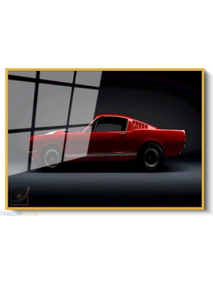 Tablonhazır Çerçeveli Yatay Cam Tablo Salon Duvar Tablosu Yatay Cam Kirmizi Spor Araba Ofis Tablosu