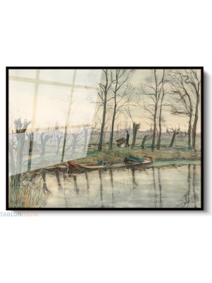 Tablonhazır Çerçeveli Yatay Cam Tablo Salon Duvar Tablosu Yatay Cam Vintagemanzara Ofis Tablosu