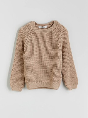 LC Waikiki Lcw Eco Bej Bisiklet Yaka Kız Çocuk Triko Kazak