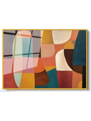Tablonhazır Çerçeveli Yatay Cam Tablo Salon Duvar Tablosu Yatay Cam Soyutgeometriksanat4 Ofis Tablosu