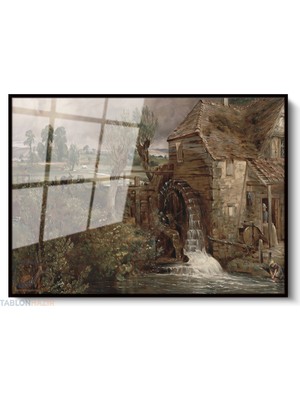 Tablonhazır Çerçeveli Yatay Cam Tablo Salon Duvar Tablosu Yatay Cam Vintagekirsalmanzarasi2 Ofis Tablosu