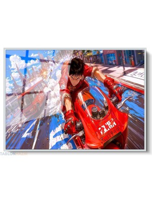 Tablonhazır Çerçeveli Yatay Cam Tablo Salon Duvar Tablosu Yatay Cam Anime Motorsiklet Ofis Tablosu