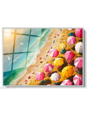 Tablonhazır Çerçeveli Yatay Cam Tablo Salon Duvar Tablosu Yatay Cam Plajmanzarasi Yeni Ev Hediyesi Ofis Tablosu
