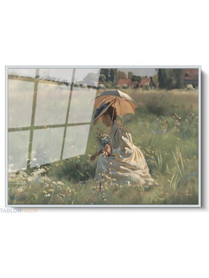 Tablonhazır Çerçeveli Yatay Cam Tablo Salon Duvar Tablosu Yatay Cam Vintagesemsiyelikadin Ofis Tablosu