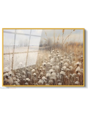 Tablonhazır Çerçeveli Yatay Cam Tablo Salon Duvar Tablosu Yatay Cam Vintagekirmanzarasi Ofis Tablosu