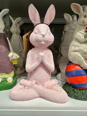 İki Cadı Tasarım Yoga Yapan Tavşan Dekoratif Obje, Biblo