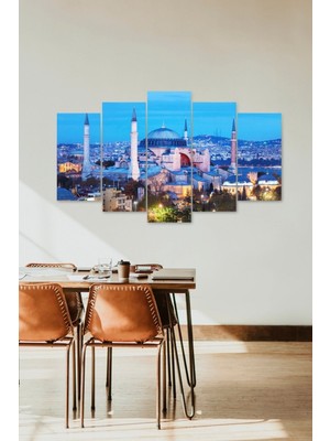 Mbb E-Ticaret Camii Manzara 5 Parçalı Mdf Tablo