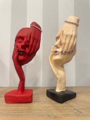 İki Cadı Tasarım Duygusal Saklanış Soyut Dekoratif Biblo 2'li Set