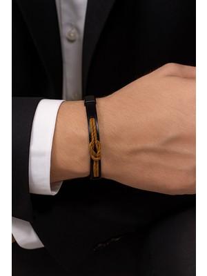 Herşey Nota Taba Hakiki Deri Erkek Bileklik | Mıknatıslı Metal Tokalı, Klasik ve Modern Tasarım