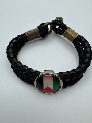 Herşey Nota Filistin Haritası Siyah Deri Unisex Bileklik – Şık ve Anlamlı Tasarım