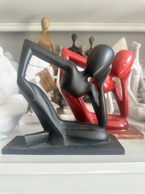 İki Cadı Tasarım Rodin Kırmızı - Siyah Biblo, Heykel, Obje, Dekoratif Objeler , Şık Sunumlar