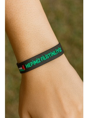 Herşey Nota “hepimiz Filistinliyiz” Yazılı Siyah Unisex Bileklik – Dayanışma, Anlamlı ve Özgün Tasarım