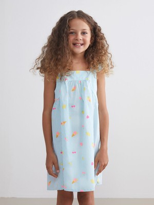 Lc Waikiki Yeni Sezon Kare Yaka Kız Çocuk Poplin Elbise