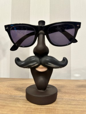İki Cadı Tasarım Man With Moustache Gözlük Tutucu, Bıyıklı Erkek Gözlük Standı, Dekoratif Polyester Obje