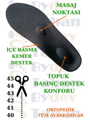 Ortopedik Tabanlık Düz ve Içe Basma Desteği Masaj Noktalı Rahatlık