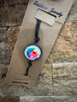 Herşey Nota Gezegen Figürlü Renkli Siyah Ipli Bileklik – Unisex Ayarlanabilir Uzay Temalı Tasarım