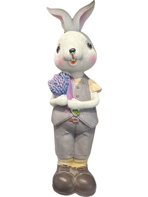 İki Cadı Tasarım Demet Tutan Erkek Tavşan Dekoratif Obje