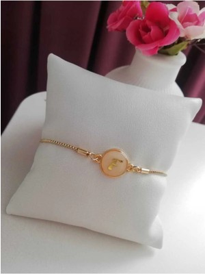 Herşey Nota Altın Sedef Ayarlanabilir Kadın Gold Asansörlü F Harf Bileklik