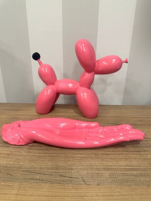 İki Cadı Tasarım Pembe Balon Köpek ve Tütsülük Set