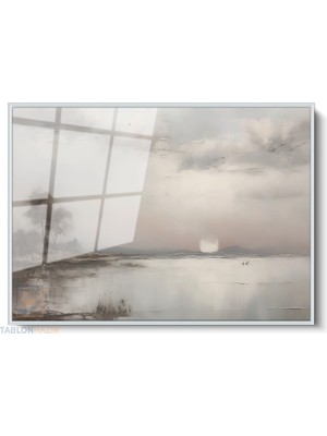 Tablonhazır Çerçeveli Yatay Cam Tablo Salon Duvar Tablosu Yatay Cam Vintagegunbatimi Ofis Tablosu