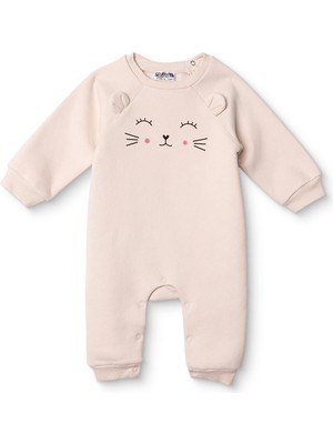 Hellobaby Kız Bebek Yenidoğan Patiksiz Tulum Şardonlu Üç Iplik Bisiklet Yaka Uzun Kol Patiksiz Paça