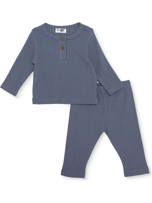 Hellobaby Erkek Bebek Yenidoğan Sweatshirt-Patiksiz Kaşkorse Bisiklet Yaka Uzun Kol Patiksiz Paça