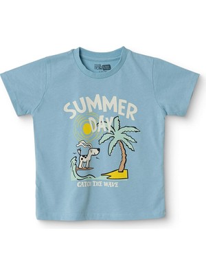 Hellobaby Hellobaby Erkek Bebek Tshirt Palmiyeli Bisiklet Yaka Kısa Kol