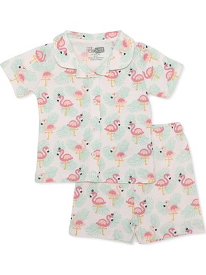 Hellobaby Kız Bebek Kısa Kol Pijama Takımı Süprem Bebe Yaka Kısa Kol Reçme Paça