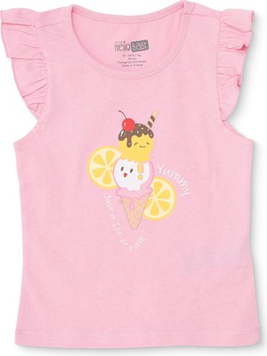 Hellobaby Kız Bebek Atlet Tshirt Süprem Bisiklet Yaka Atlet Kol