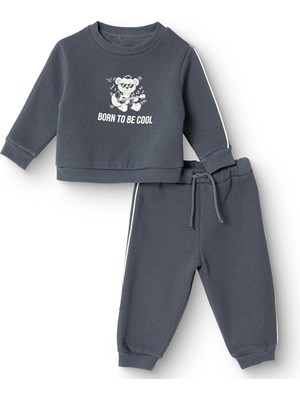 Hellobaby Hellobaby Erkek Bebek Eşofman Takımı Hayvan Baskılı Bisiklet Yaka Uzun Paça Uzun Kol