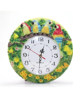 Duvara Asmalı Papağanlı Polyester Saat ALK1537