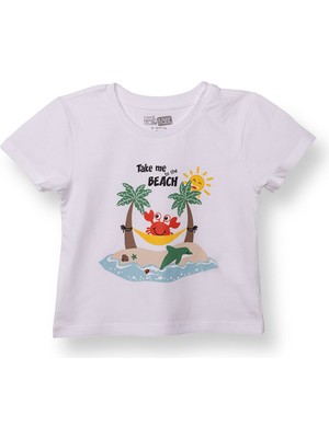 Hellobaby Hellobaby Erkek Bebek Tshirt Palmiyeli Bisiklet Yaka Kısa Kol