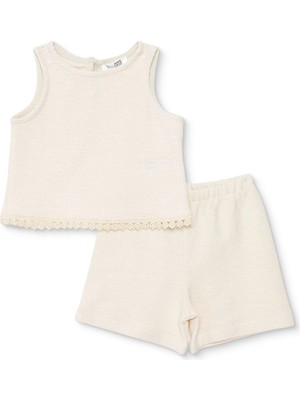 Hellobaby Kız Bebek Pastel Dreams Bluz-Şort Jakar Dokuma Bisiklet Yaka Atlet Kol Reçme Paça