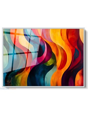 Tablonhazır Çerçeveli Yatay Cam Tablo Salon Duvar Tablosu Yatay Cam Soyutgeometriksanat9 Ofis Tablosu
