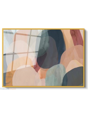 Tablonhazır Çerçeveli Yatay Cam Tablo Salon Duvar Tablosu Yatay Cam Geometriksekiller8 Ofis Tablosu