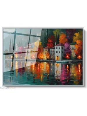 Tablonhazır Çerçeveli Yatay Cam Tablo Salon Duvar Tablosu Yatay Cam Sonbaharmanzarasi4 Ofis Tablosu