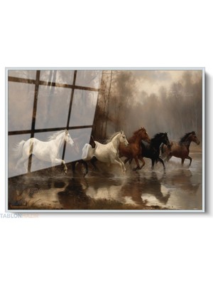 Tablonhazır Çerçeveli Yatay Cam Tablo Salon Duvar Tablosu Yatay Cam 5AT Yeni Ev Hediyesi Ofis Tablosu