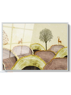 Tablonhazır Çerçeveli Yatay Cam Tablo Salon Duvar Tablosu Yatay Cam Soyutgeyik Yeni Ev Hediyesi Ofis Tablosu