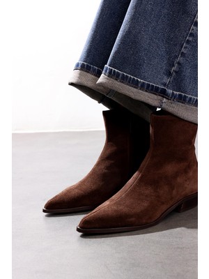 5in1Canpolat Kahverengi Sivri Burun Bot 128702