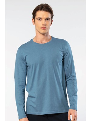 Cacharel Erkek Modal Pamuk Bisiklet Yaka T-Shirt 2242/İNDIGO