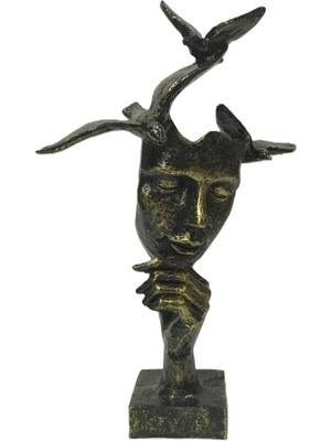 Şans Hediyelik Kuşlu Adam Biblo Siyah&altın Eskitme 31CMX21CM