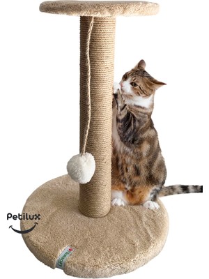 Feyza Design Kedi Kafa Figürlü Jüt Ipli Tırmalama Direği, Eğlenceli ve Dayanıklı Tasarım