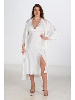 Marsilyan 2li Ekru Sabahlık Takımı Bigsize 6224